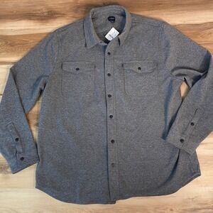 J.Crew Mens Double Knit Workshirt Mens XXL Gray Herringbone Long Sleeve Shirt